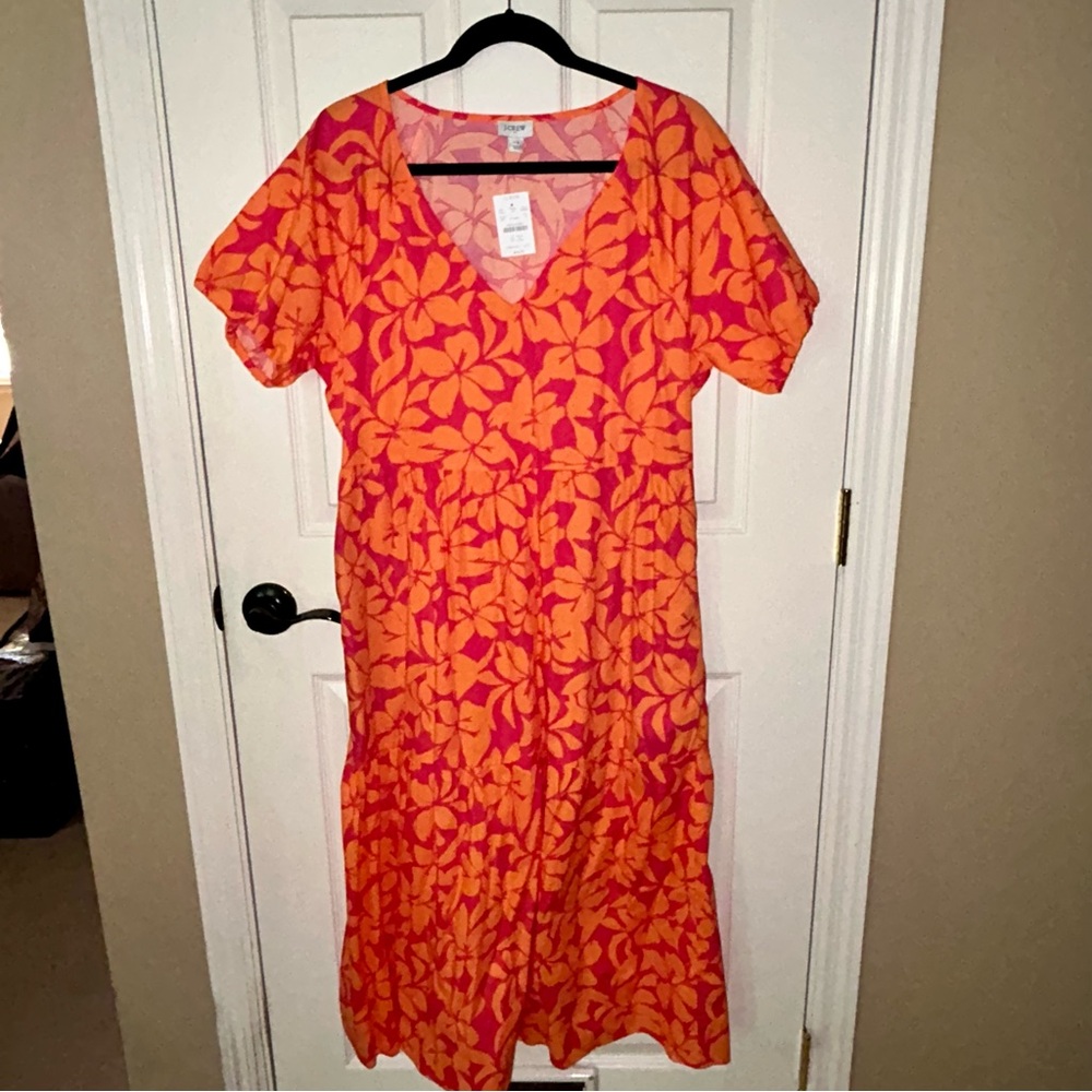 J. Crew Factory Pink & Orange Floral Maxi Dress 🆕